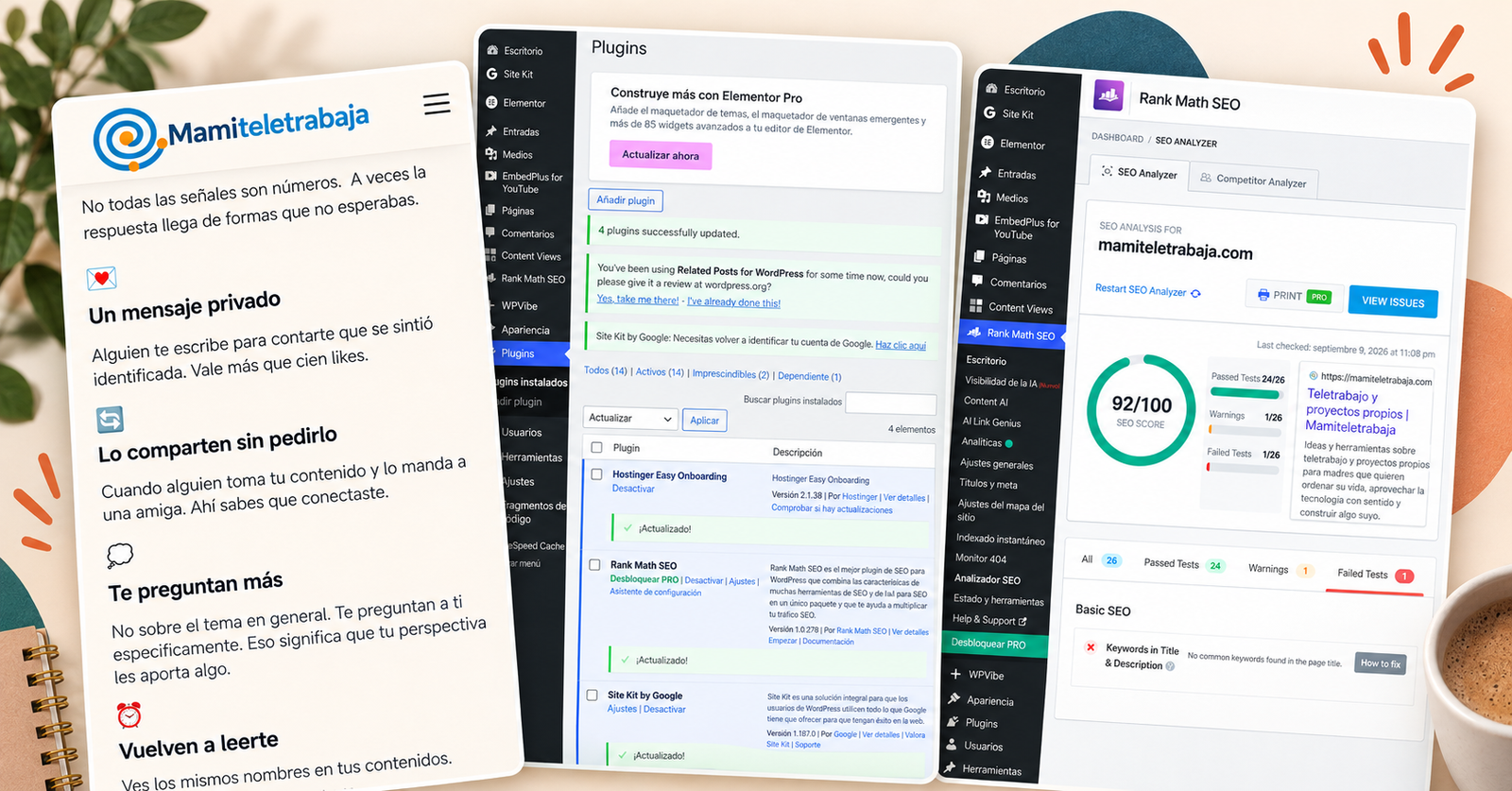 Proceso de creación y optimización de Mamiteletrabaja con WordPress